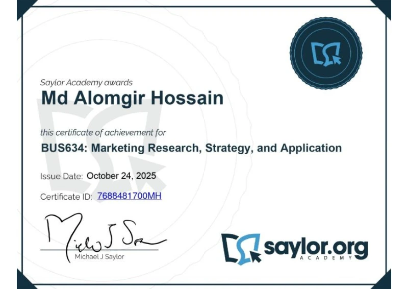 Alomgir Rifat Marketing Certificate