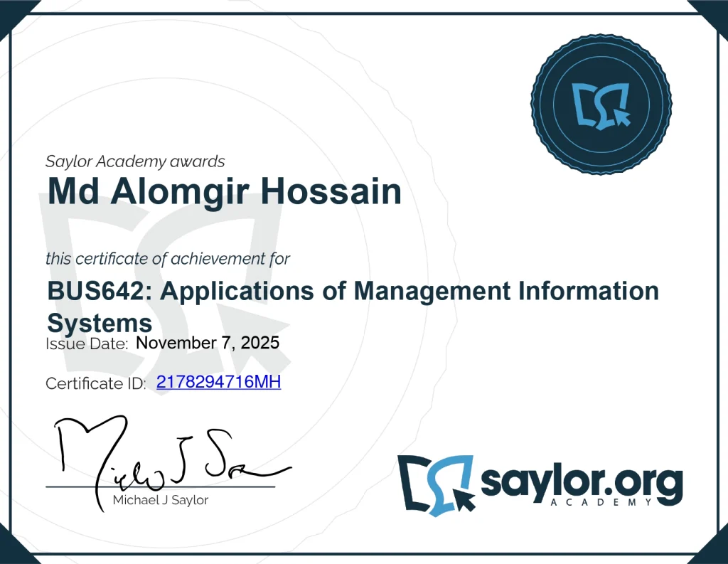 Alomgir Rifat Certificate -