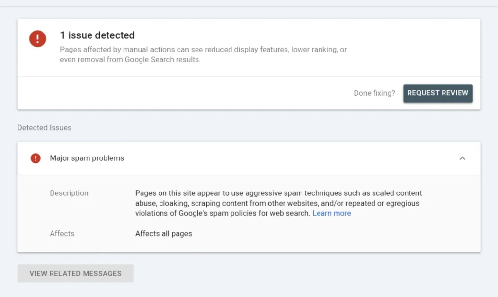 google manual action